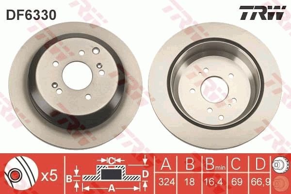 2 X Bremsscheibe TRW DF6330 FüR Hyundai Ix55-image