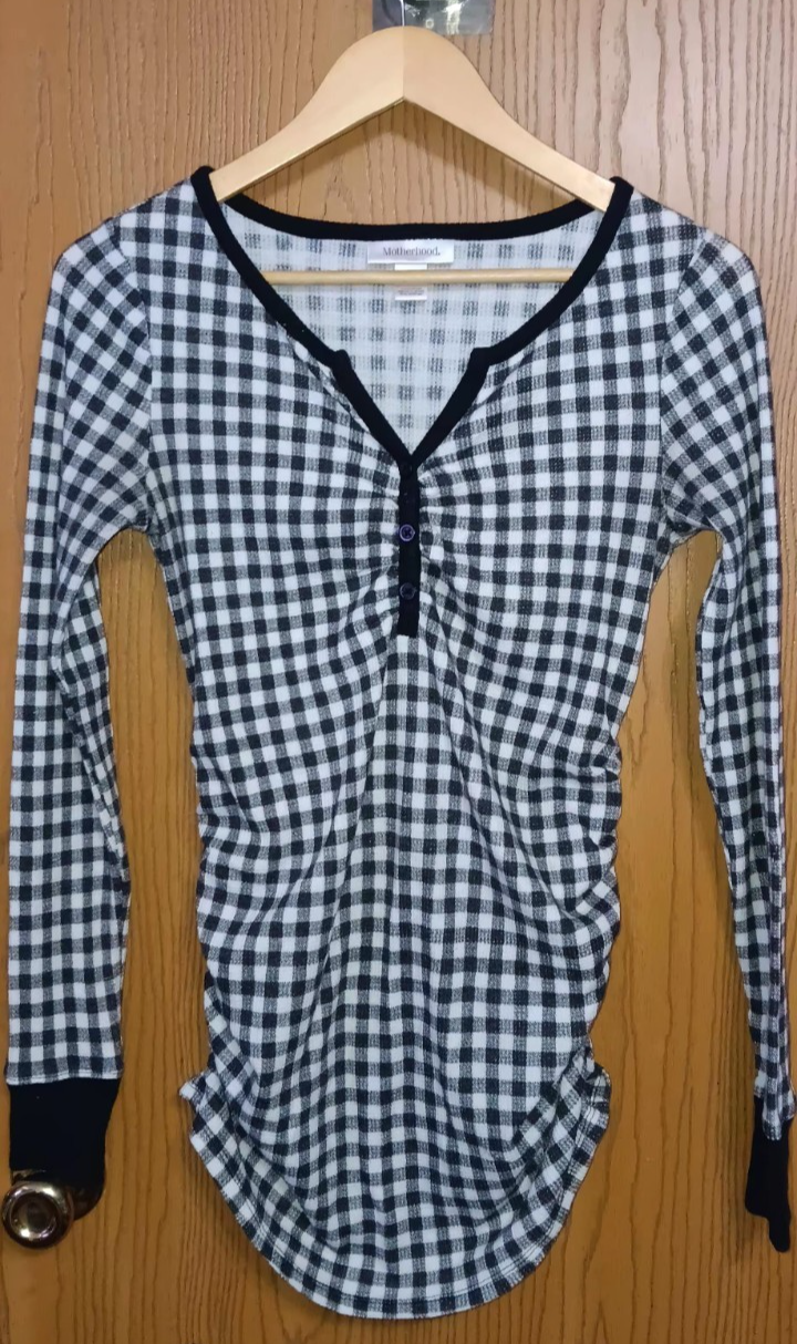 Motherhood Long Sleeve Maternity Shirt Womens Size Small Black And White...