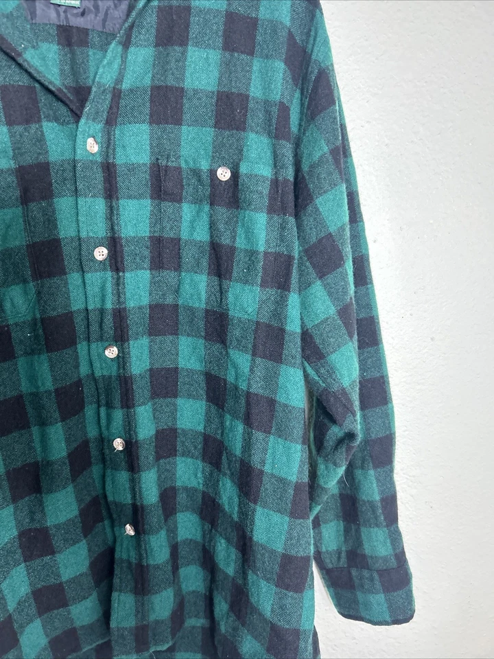 Camisa De Colección High Sierra By Mervyns Verde Negro Franela A Cuadros Grande Lana Nylon Foto 4 de 4