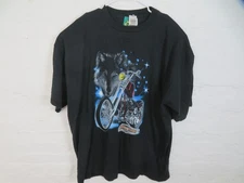 Vintage American Chrome Wolf Motorcycle Shirt Mens 3XL TNT Tag Black Graphic Tee
