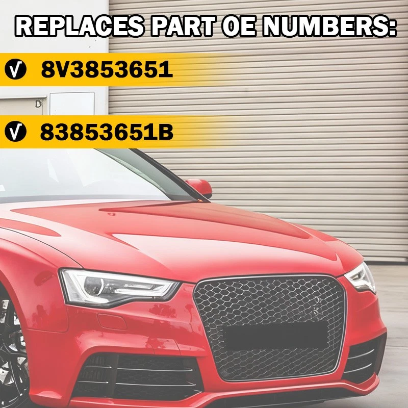 For 2014~2016 Audi A3 8V RS3 Style Front Grille (Glossy Black Frame + Honeycomb) Foto 4 de 4