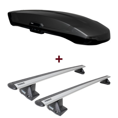Dachbox Thule Vector L + Dachträger Thule WingBar EVO für Nissan Navara D40 neu