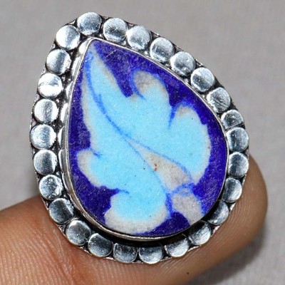Blue Pottery 925 Silver Plated Ring US 9 New Arrival Limited Stock Deal JW