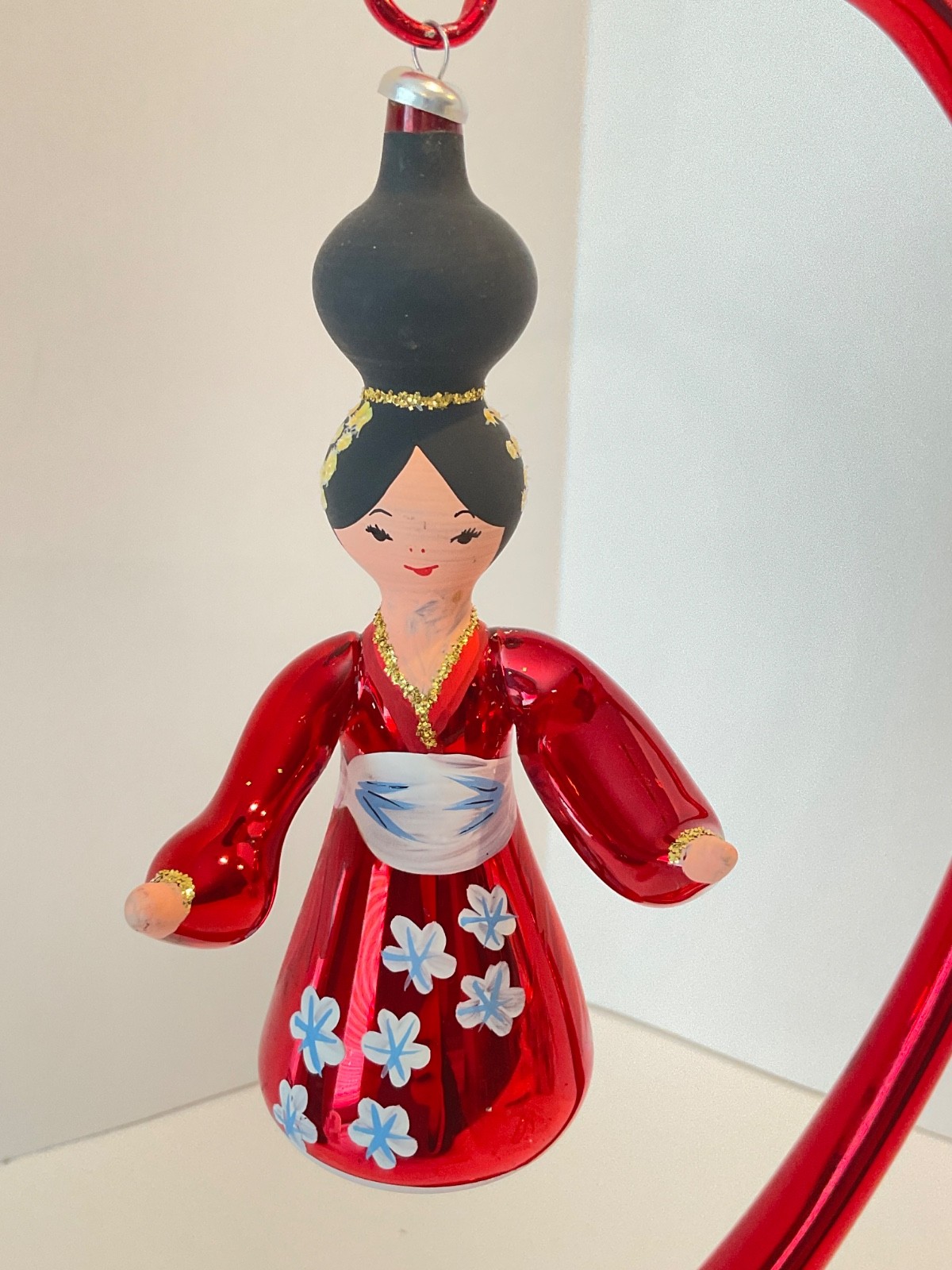Vintage De Carlini Glass Christmas Ornament GEISHA GIRL Italy Made
