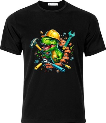 3d Builder Dinosaur Funny Humor Full Colour Cotton D.T.F  T shirt