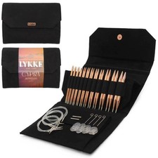Lykke Cypra Copper 5 inch Interchangeable Knitting Needle Set US 4-17 in Black