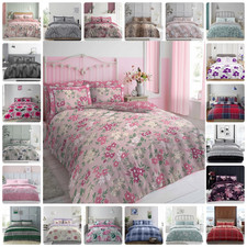 Reversible Duvet Quilt Cover Bedding Set Single Double King Size With Pillowcase