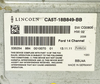 2012 Lincoln MKZ Amplifier CA5T-18B849-BB | eBay