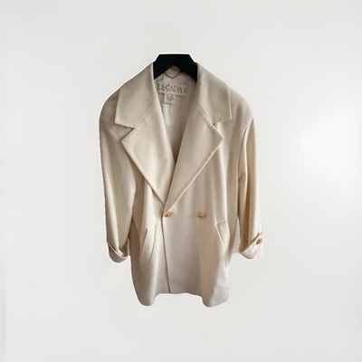 Escada Couture Wollmantel Creme   Angora & Seide   Oversize vintage Luxury 34