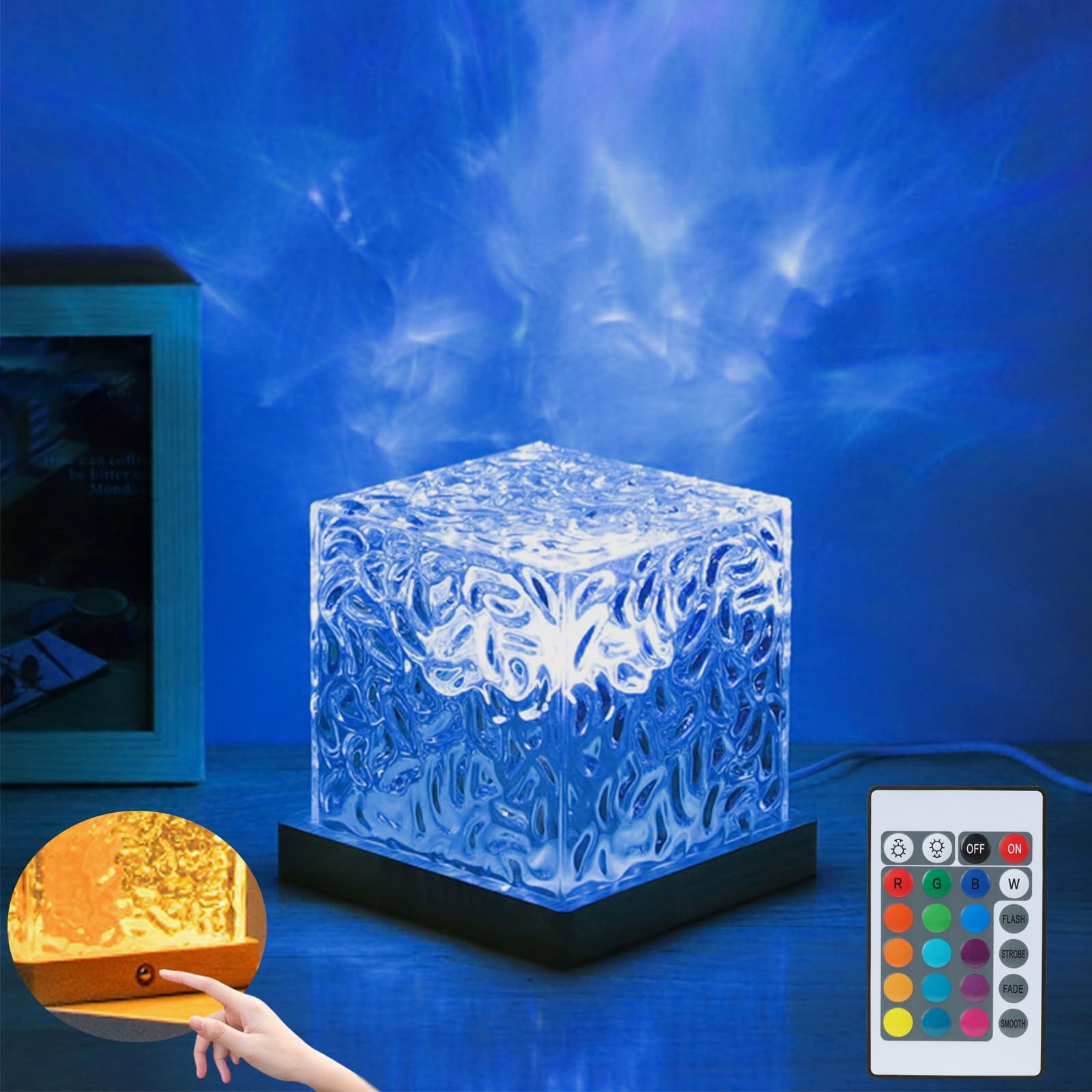 Aurora Ocean Wave Lights Projector Corded,16 Colors Changing Light Touch Dimm...