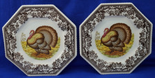 Spode Woodland Turkey 2 Luncheon Plates, 9 1/2" More Available England G55