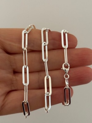 925 Sterling Silver ( 6MM ) Flat Paperclip Chain Polished for Women Men
