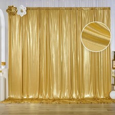 10x10 ft Gold Sequin Backdrop Curtain Panels for Parties, Wrinkle Free Glitte...