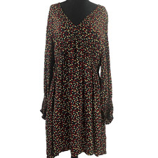 GAP Dress Women’s XL Floral V Neck Long Sleeve Rayon Midi Boho Fit & Flare