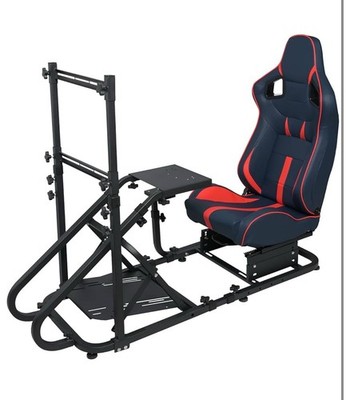 Ergonomic Racing Simulator Stand with Red and Black Seat for PS4, Xbox, PC