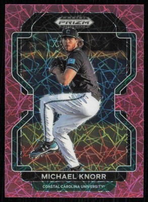 2022 Panini Prizm Draft Picks #PDP103 Michael Knorr Neon Pink Velocity CCU