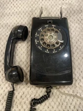 Vintage Black Western Electric Bell System  Rotary Wall Telephone