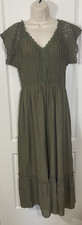 Womens Renaissance Smocked Floral Lace Midi Dress XXL Boho Milkmaid Forest Fairy