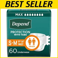 Protection with Tabs Adult Diapers, Small/Medium, 60 Count