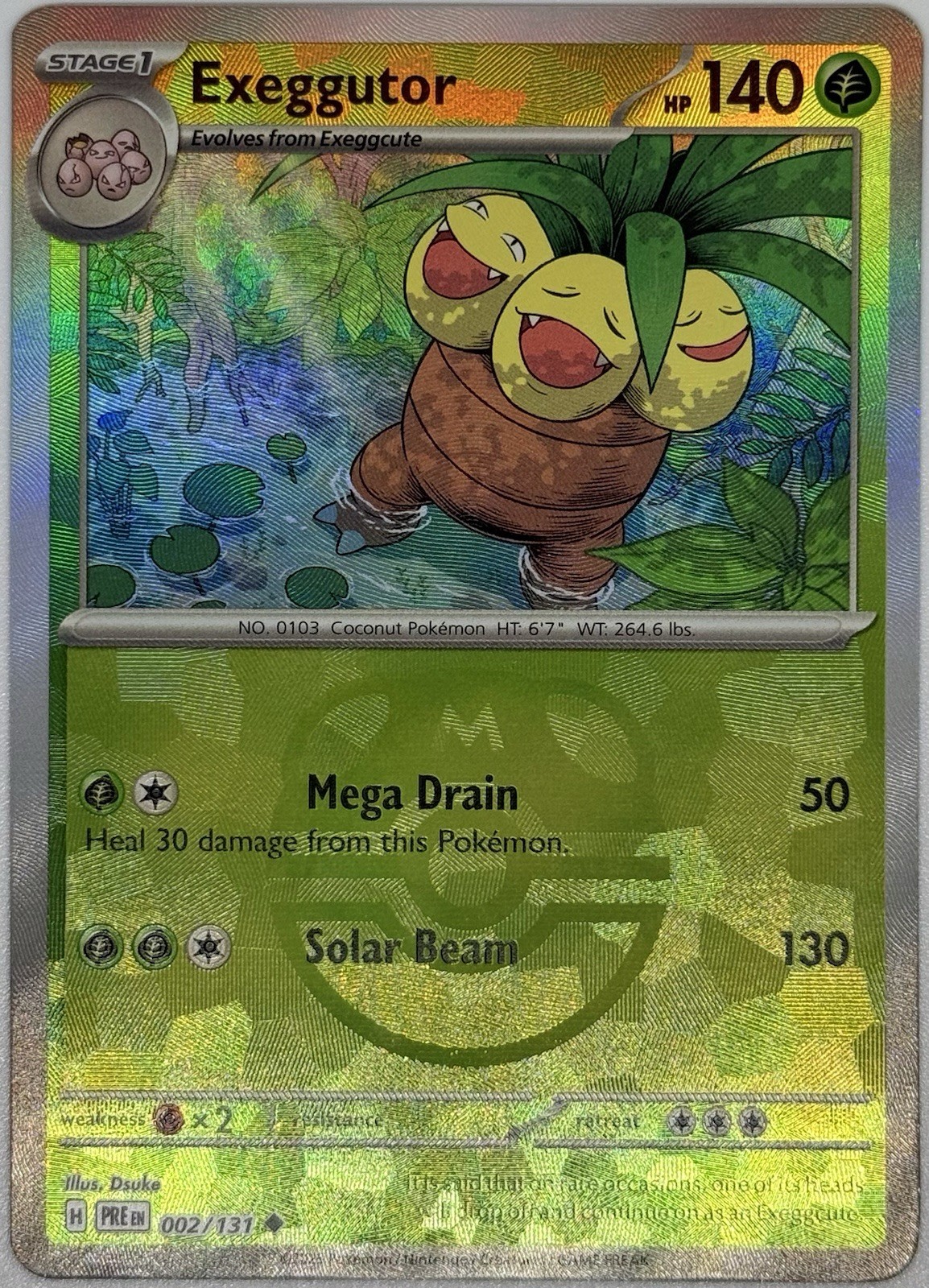 Exeggutor (Master Ball Pattern) 002/131 - SV: Prismatic Evolutions MINT Pokemon