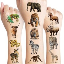 96 PCS Jungle Animal Temporary Tattoos for Kids - Pre-cut Normal