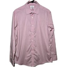 Lucky Brand Men's Slim Fit Pink Pattern Button Down Shirt Medium 15-15.5 32/33