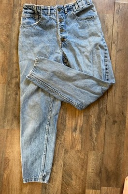 GUESS Vintage Light Wash Blue Denim Tapered Jeans Button Fly 5-Pocket High Rise