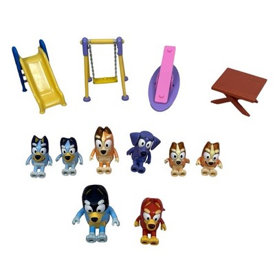 Bluey Figure Lot 12pc Playground Park Playset Bandit Chilli Bingo Rusty Jean Luc