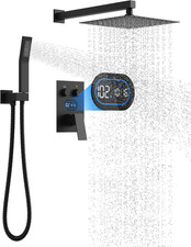 Matte Black Shower Set with 10" Rain Head Handheld Diverter Spray