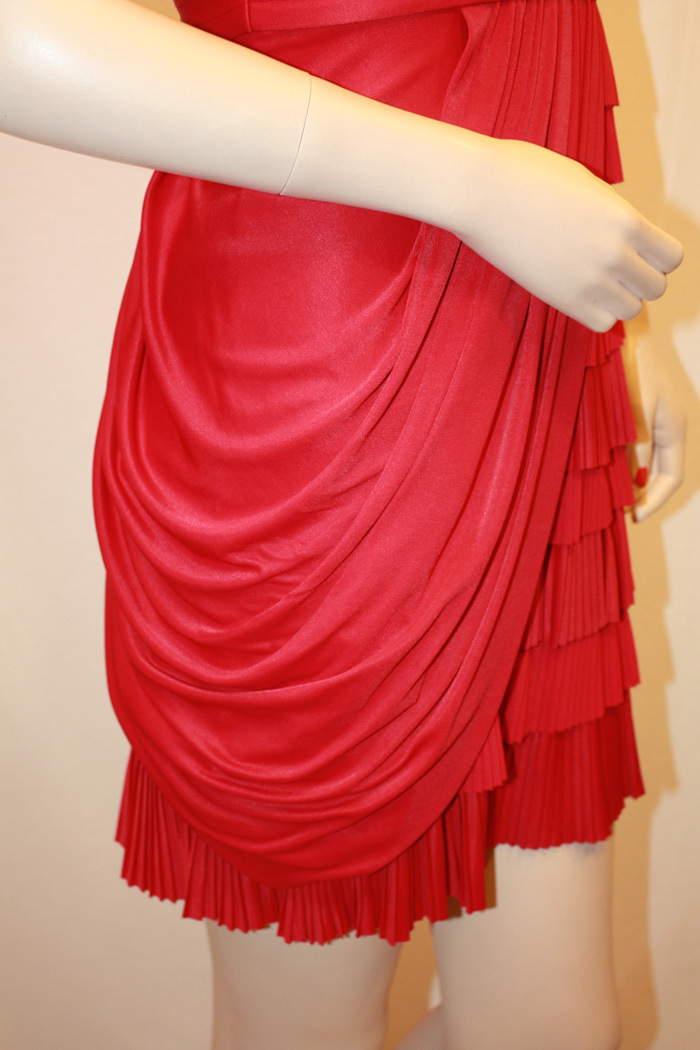 ⭐️BCBG MAXAZRIA NEW BCBGMAXAZRIA NEW RED JUNE JERSEY PLEATED DRESS URF6N969 SIZE