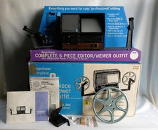 VINTAGE KEYSTONE 6-PIECE EDITOR VIEWER, 400' REEL, INSTRUCTIONS, ORIGINAL BOX