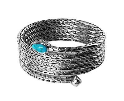 JOHN HARDY SILVER TURQUOISE HAMMERED CLUSTER