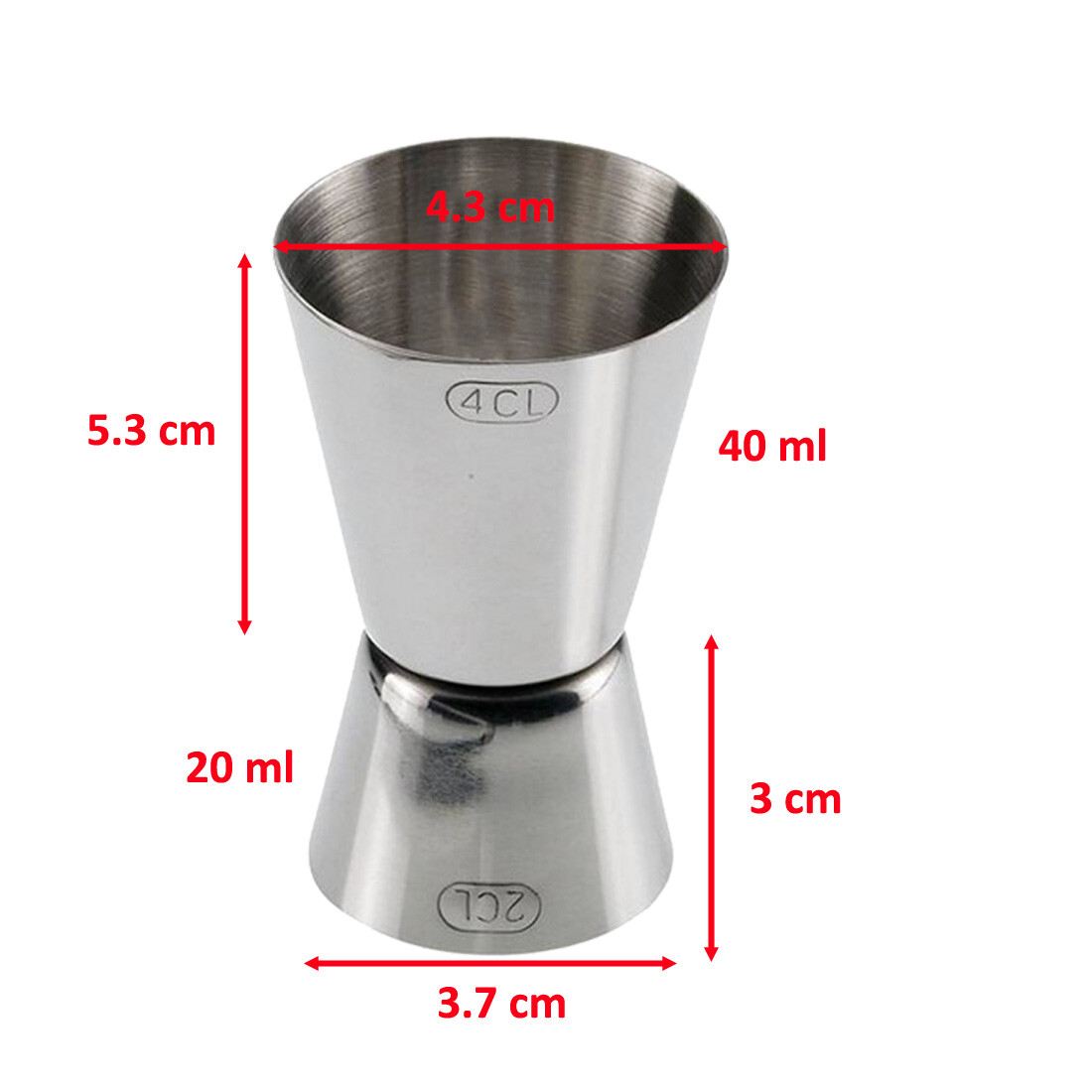 Dosatore Da Cocktail In Acciaio Inox 304 – Jigger 75ml Con Graduazioni ML/OZ/TBSP Per Bar E Mixologia