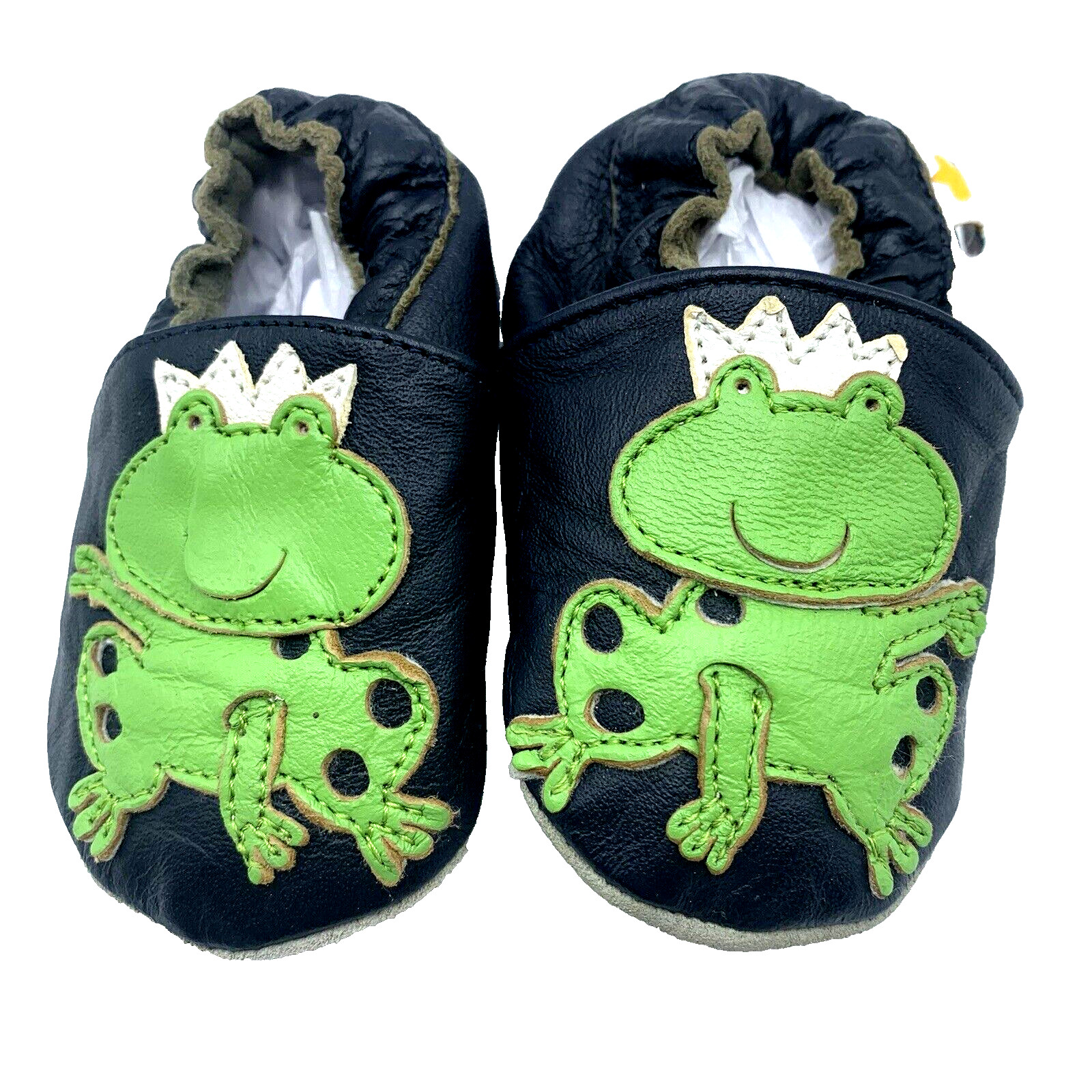 Slippers Boy Girl Size 0-6 Months Soft Sole Green Frog