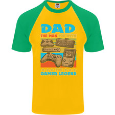 Dad Gamer Legend Fathers Day Gaming Funny Mens S/S Baseball T-Shirt
