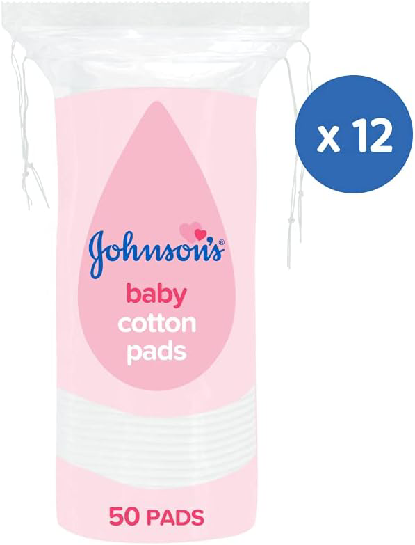 Johnsons Baby Cotton Pads Pack of 12 (50Pads in each) UK stockMade in