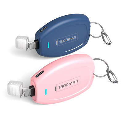 2pcs USB-C Keychain Portable Charger Mini Battery Pack for iPhone 15 16 pro max