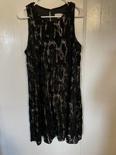 Calvin Klein Womens Size 10 Black Gold Sleeveless Knee Length Dress 2613