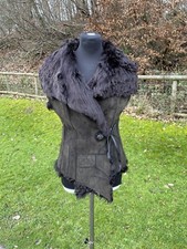 90s Marc Cain Genuine Brown Patchwork Alpaca Fur Gilet Waistcoat Uk10-12 ($495)
