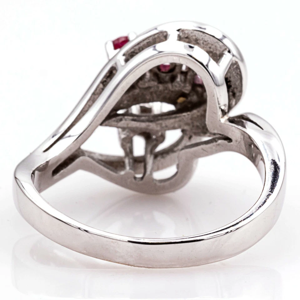 Ring 585 Weißgold mit Rubin & Diamant - Bild 3 von 3