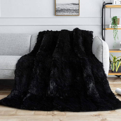 Shaggy Faux Fur Weighted Blanket Queen Size, 15 Lbs Long Fur Sherpa