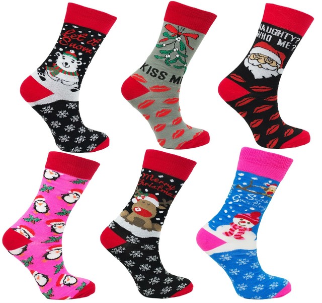 12 Pairs of Ladies Christmas Socks Novelty Xmas Stocking Filler 47
