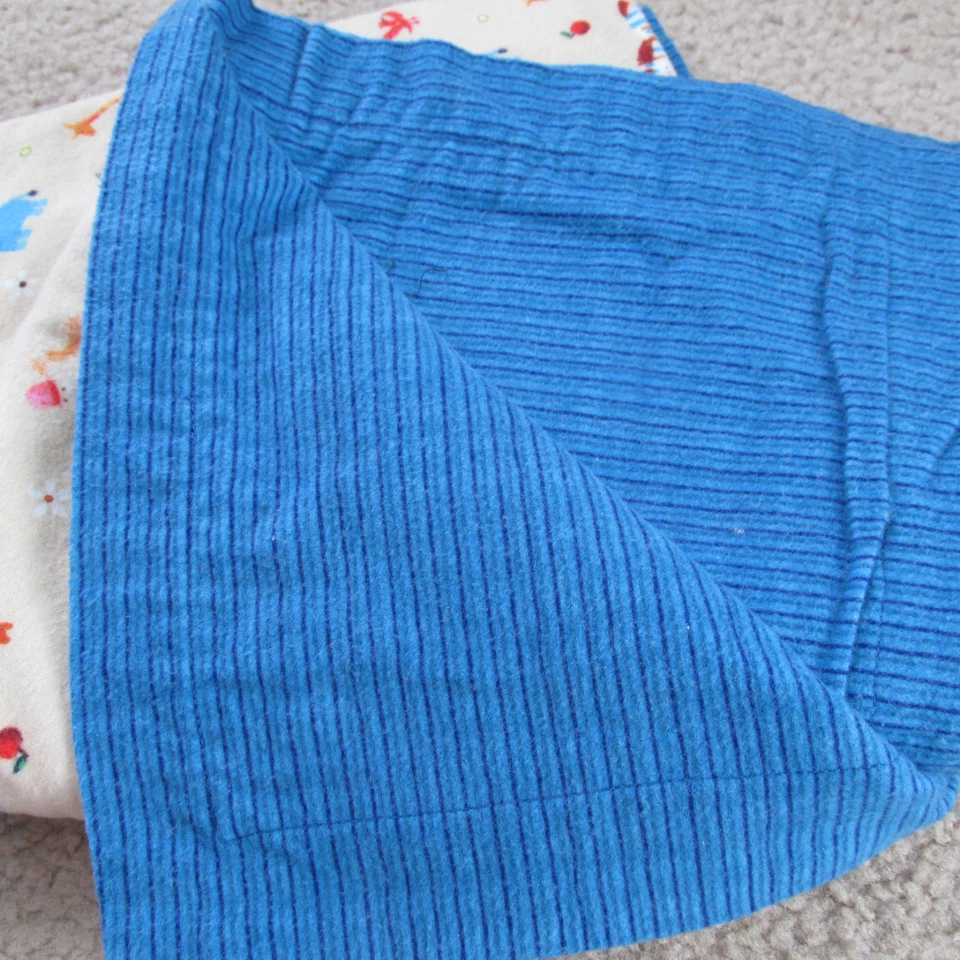 Manta de pañales hecha a mano para niños talla 47" x 41,5" azul tostado safari animales guardería Foto 2 de 2