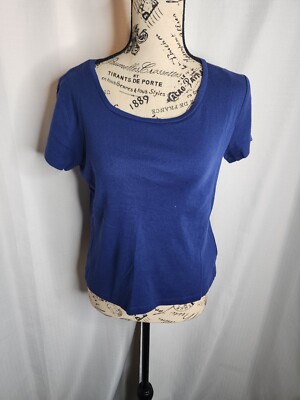 Anne Klein Sport Navy Blue T-Shirt Women's Petite Medium