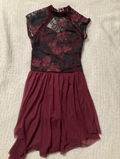 Weissman Dance Costume MC Medium Child Burgundy Black Attached Briefs