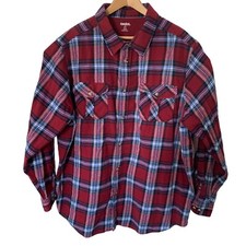 KING SIZE Brand Flannel Shirt Mens 3XLT Tall Long Sleeve Button Front Red Plaid
