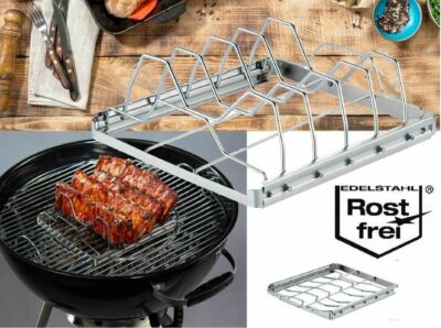 Spareribs- und Baconhalter Grill Premium Zubehör BBQ Barbecue Edelstahl grillen 