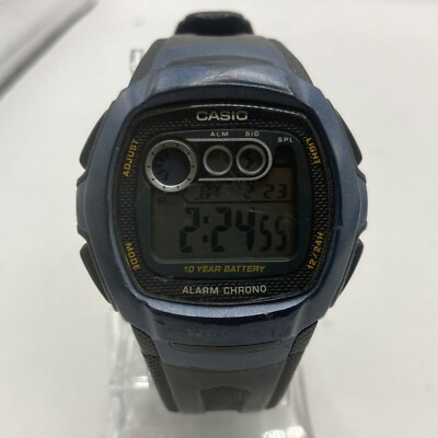Vtg Casio Illuminator W-210 Alarm Chrono Sports 41mm Gents Unisex Digital Watch