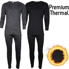 Mens Thermal Long Johns T Shirt Top Bottom Premium Underwear Set Full Sleeve