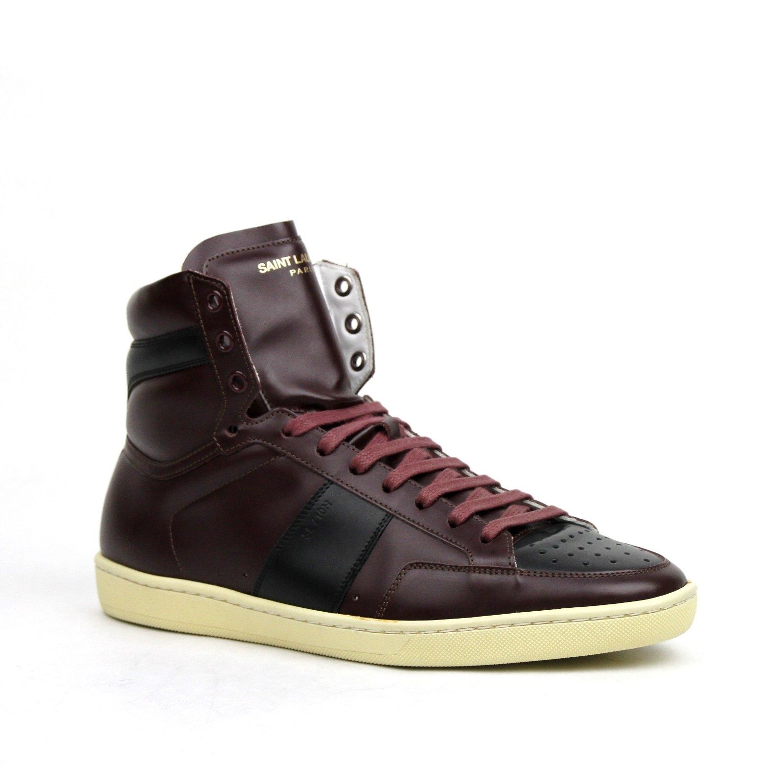 Scarpe alte da uomo Saint Laurent marrone e nero in pelle 40M US 7 418026 6162